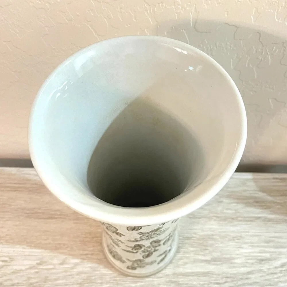 Vase Flowers Embossed Cream Brown Target 12